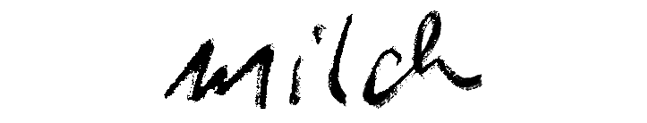 In Handschrift geschrieben: Milch